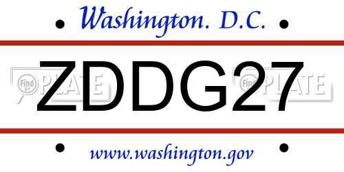 ZDDG27 District Of Columbia License Plate