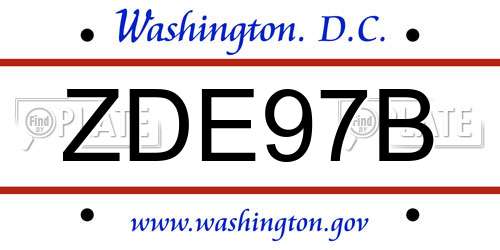 ZDE97B District Of Columbia License Plate