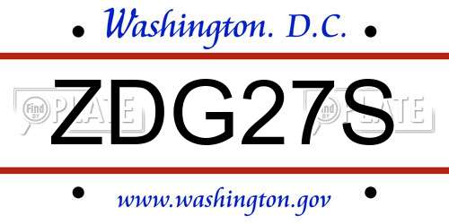ZDG27S District Of Columbia License Plate