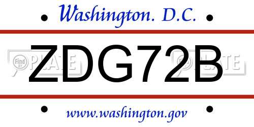 ZDG72B District Of Columbia License Plate