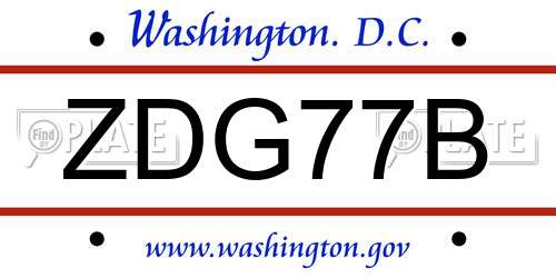 ZDG77B District Of Columbia License Plate