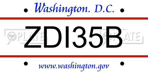 ZDI35B District Of Columbia License Plate