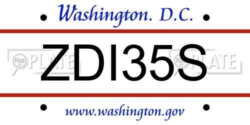 ZDI35S District Of Columbia License Plate