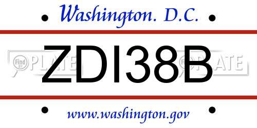 ZDI38B District Of Columbia License Plate