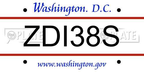 ZDI38S District Of Columbia License Plate