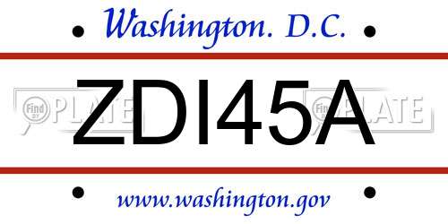 ZDI45A District Of Columbia License Plate