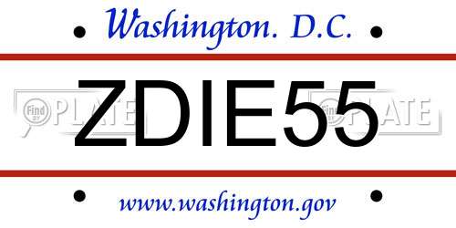 ZDIE55 District Of Columbia License Plate
