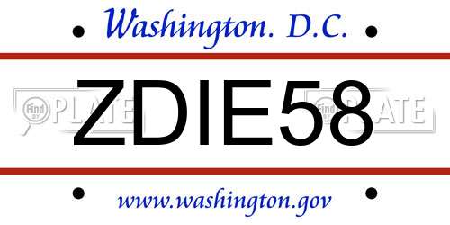 ZDIE58 District Of Columbia License Plate