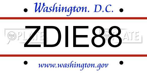 ZDIE88 District Of Columbia License Plate