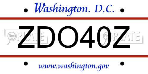 ZDO40Z District Of Columbia License Plate