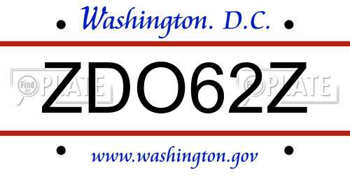 ZDO62Z District Of Columbia License Plate