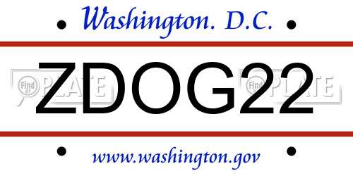 ZDOG22 District Of Columbia License Plate