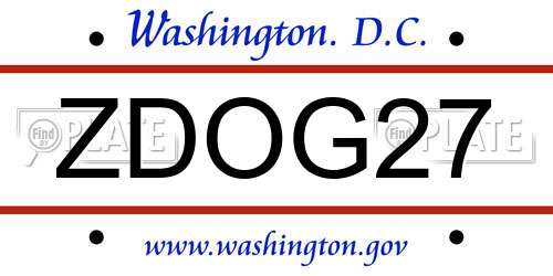 ZDOG27 District Of Columbia License Plate