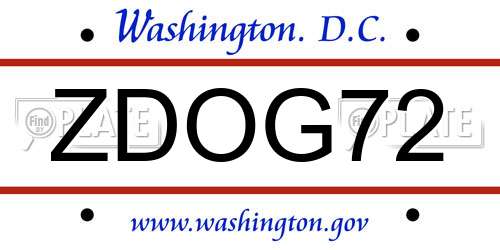 ZDOG72 District Of Columbia License Plate