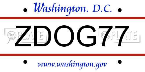 ZDOG77 District Of Columbia License Plate