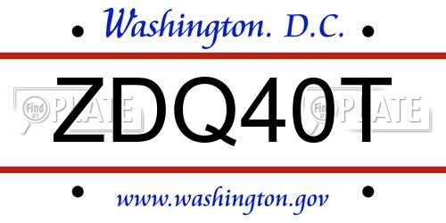 ZDQ40T District Of Columbia License Plate