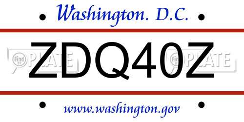 ZDQ40Z District Of Columbia License Plate
