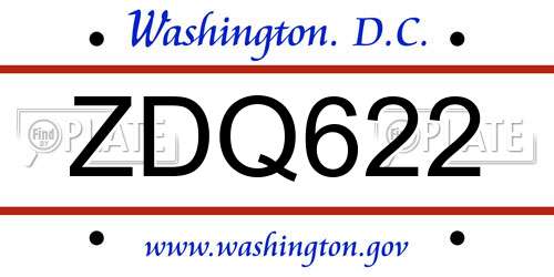 ZDQ622 District Of Columbia License Plate