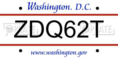 ZDQ62T District Of Columbia License Plate