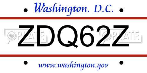 ZDQ62Z District Of Columbia License Plate