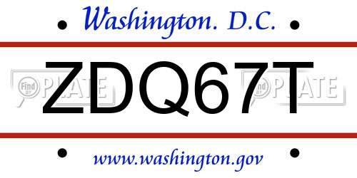 ZDQ67T District Of Columbia License Plate