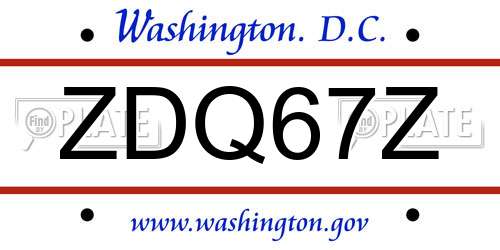 ZDQ67Z District Of Columbia License Plate