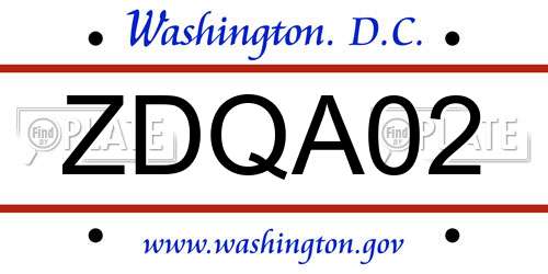 ZDQA02 District Of Columbia License Plate