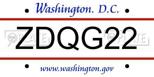 ZDQG22 District Of Columbia License Plate