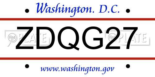 ZDQG27 District Of Columbia License Plate