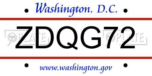ZDQG72 District Of Columbia License Plate