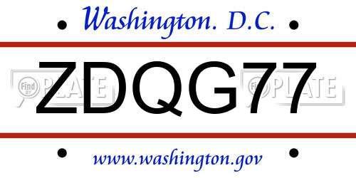 ZDQG77 District Of Columbia License Plate