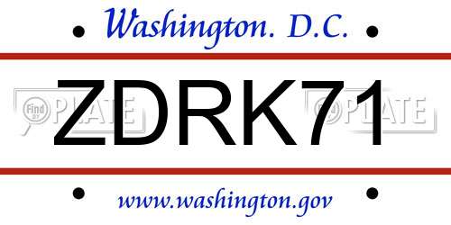 ZDRK71 District Of Columbia License Plate