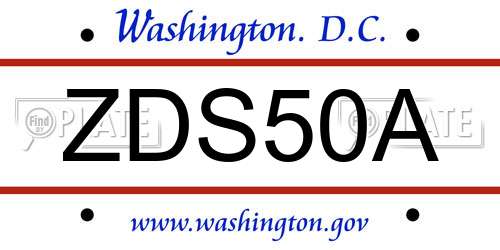 ZDS50A District Of Columbia License Plate