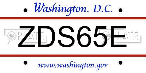 ZDS65E District Of Columbia License Plate