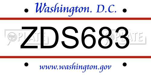 ZDS683 District Of Columbia License Plate