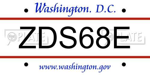 ZDS68E District Of Columbia License Plate