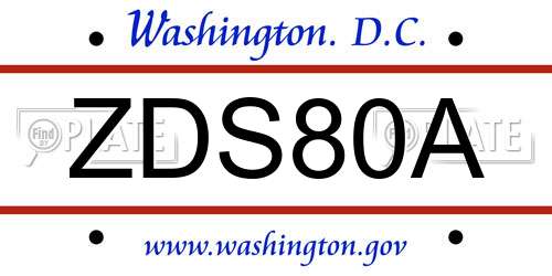 ZDS80A District Of Columbia License Plate