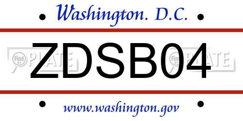 ZDSB04 District Of Columbia License Plate