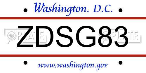 ZDSG83 District Of Columbia License Plate