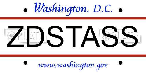 ZDSTASS District Of Columbia License Plate