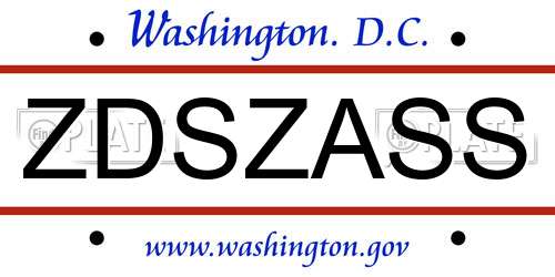 ZDSZASS District Of Columbia License Plate