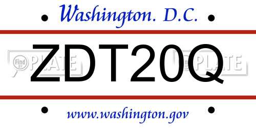 ZDT20Q District Of Columbia License Plate