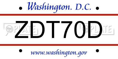 ZDT70D District Of Columbia License Plate