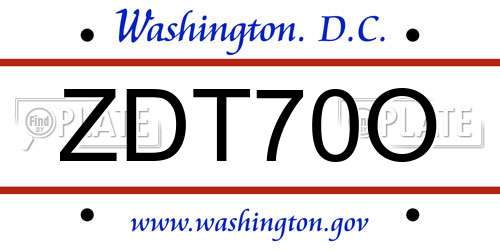 ZDT70O District Of Columbia License Plate