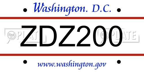 ZDZ200 District Of Columbia License Plate