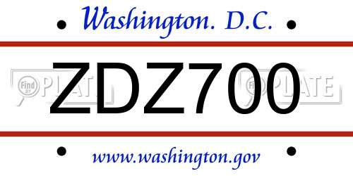 ZDZ700 District Of Columbia License Plate