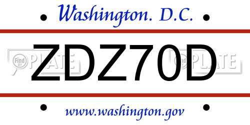 ZDZ70D District Of Columbia License Plate