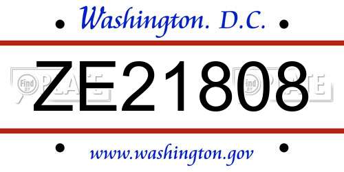 ZE21808 District Of Columbia License Plate