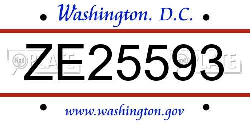 ZE25593 District Of Columbia License Plate