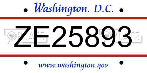 ZE25893 District Of Columbia License Plate